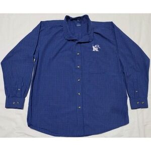 Antigua Blue Large University Of Memphis Tigers Mens Licensed Dress Shirt